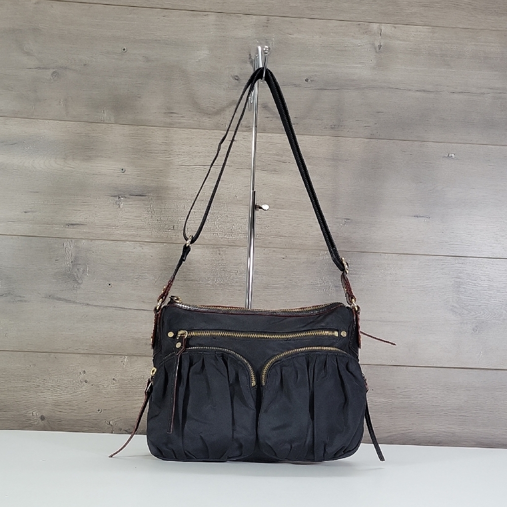 MZ Wallace Paige Black Nylon Crossbody Shoulder Bag